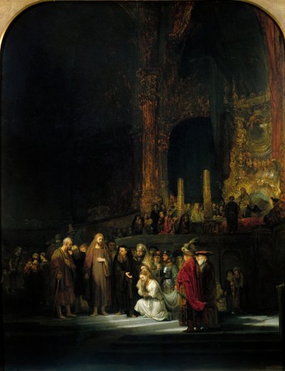 A mulher tomada em adultério, 1644 de Rembrandt van Rijn